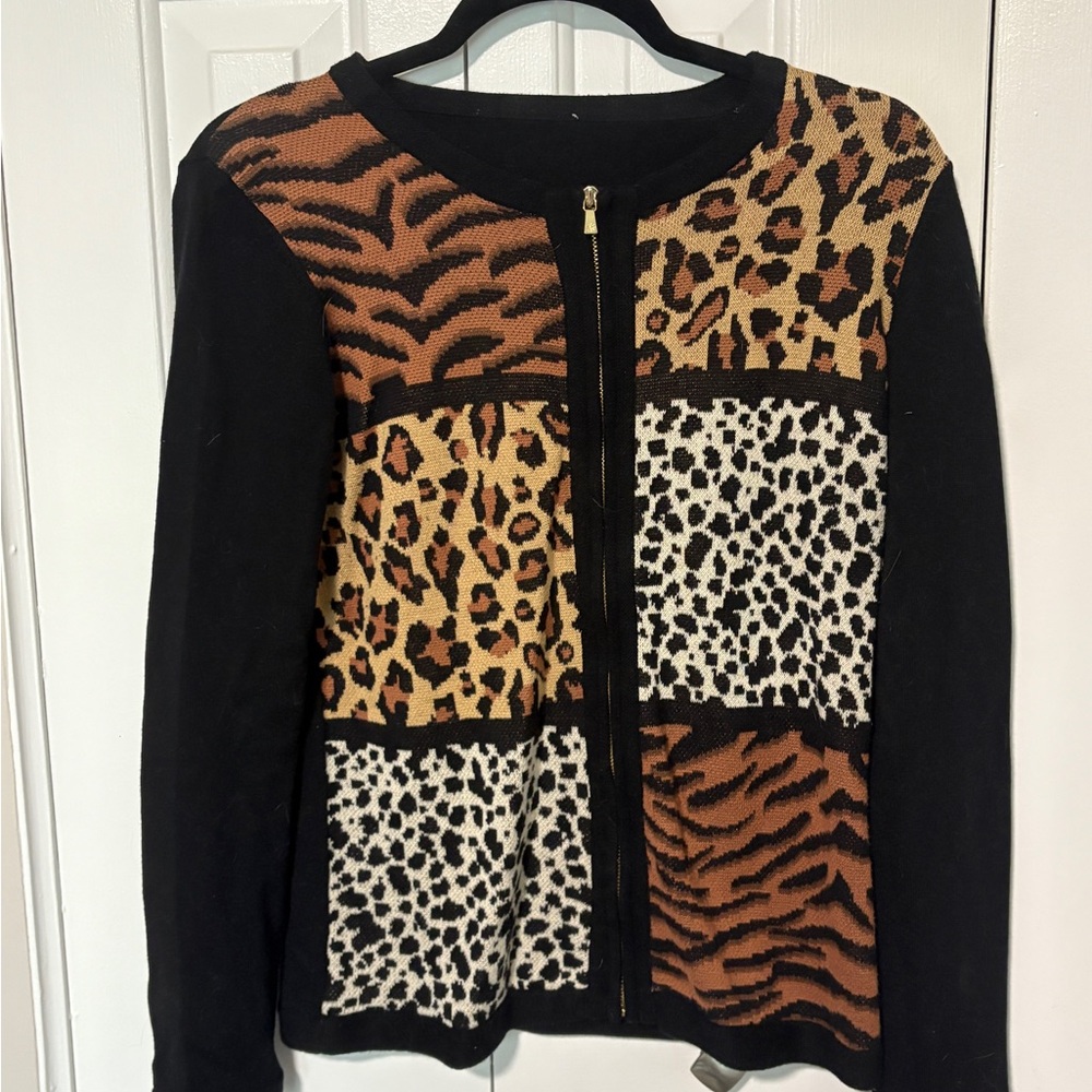 Animal Print Patchwork Cardigan